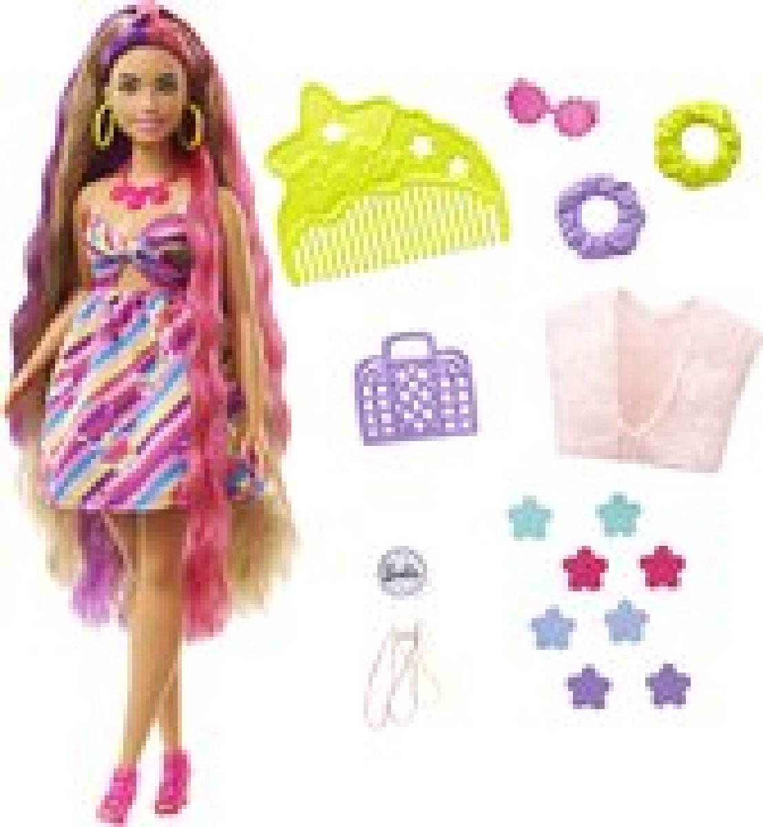 Barbie Totally Hair Doll - Paars, roze - Pop