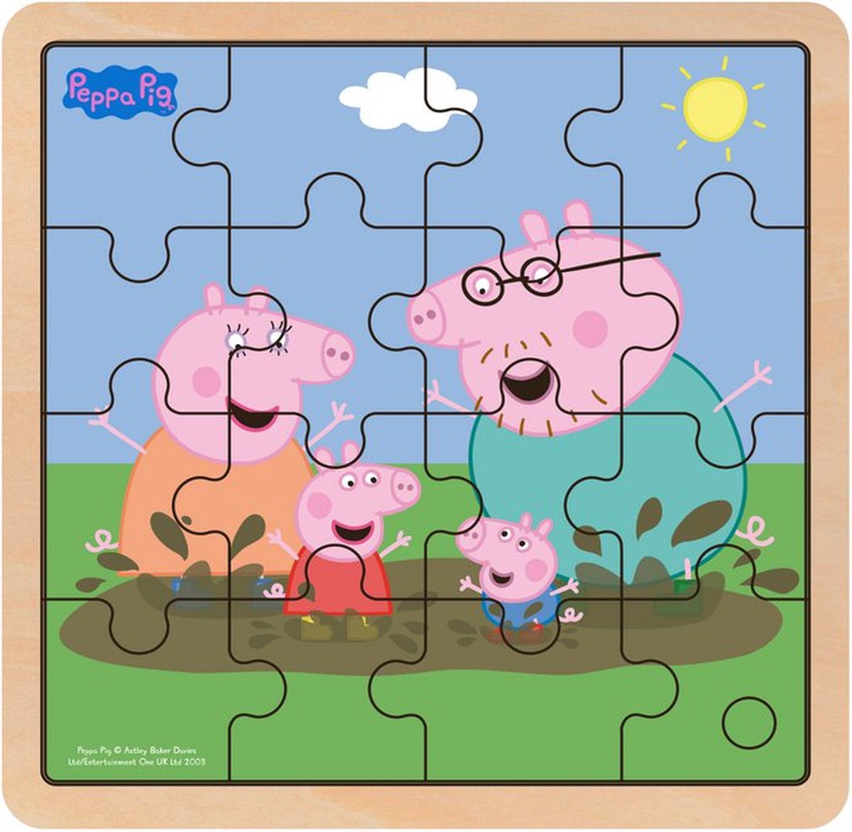 Peppa Pig - Houten puzzel - Modder - Kinderpuzzel - Peuterpuzzel - 16 stukjes