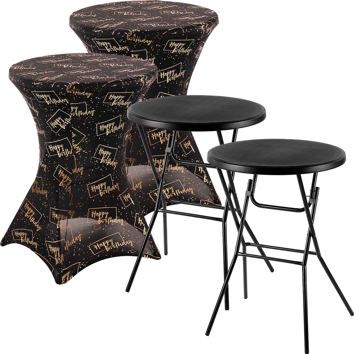   Stretch Statafelhoes - Statafelrok 2 Stuks - 80 x 110 cm. Happy Birthday