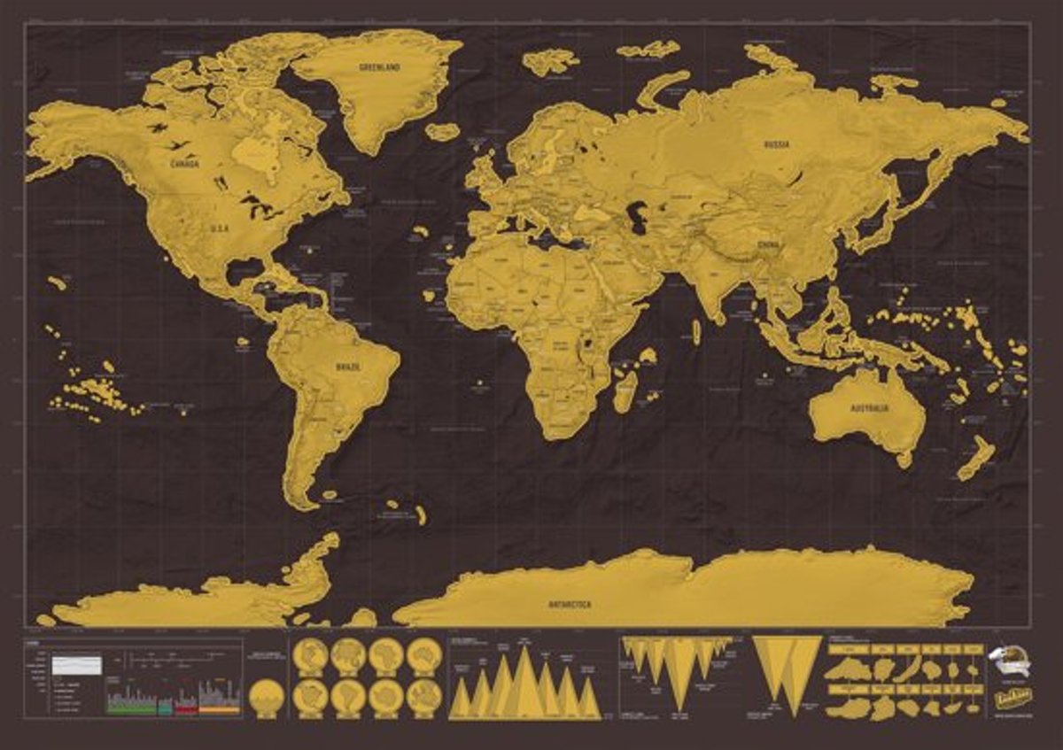 Wereldkaart Kras Persoonlijk - Wereldkraskaart - Kraskaart - Worldmap scratch - Wanderlust - Reiskaart - Reizen - Travel map - Zwart Goud - 82,5cm  x 59,5cm