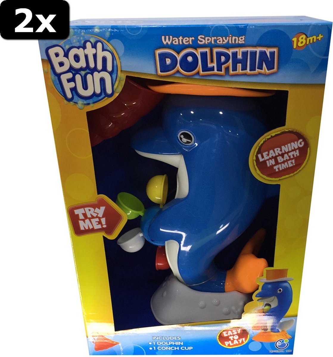 2x Bath Fun Bad-Speeltje Dolfijn met Waterrad