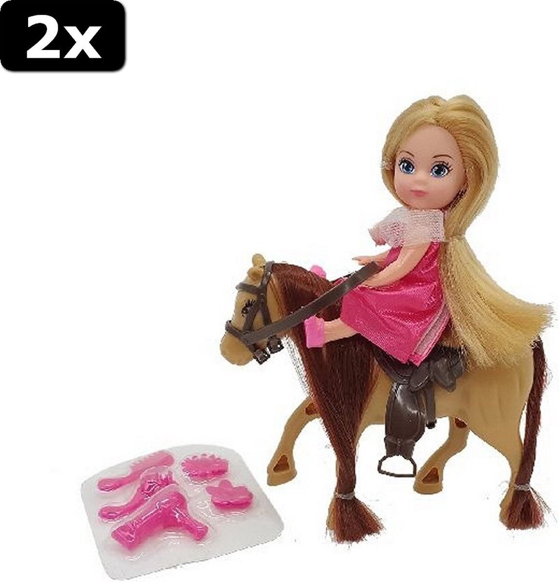 2x Calleigh Mini Paard met Pop + Accessoires Assorti