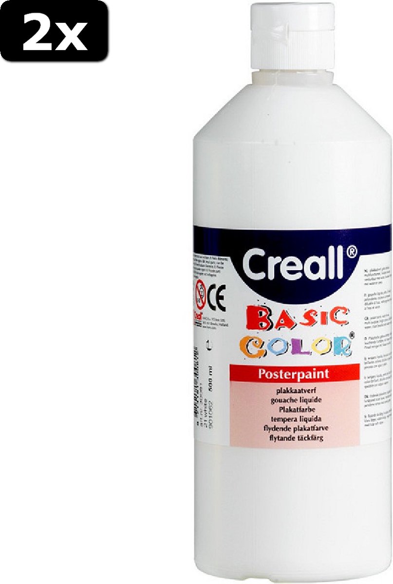 2x Creall plakkaatverf Basic Color 500ml - Wit