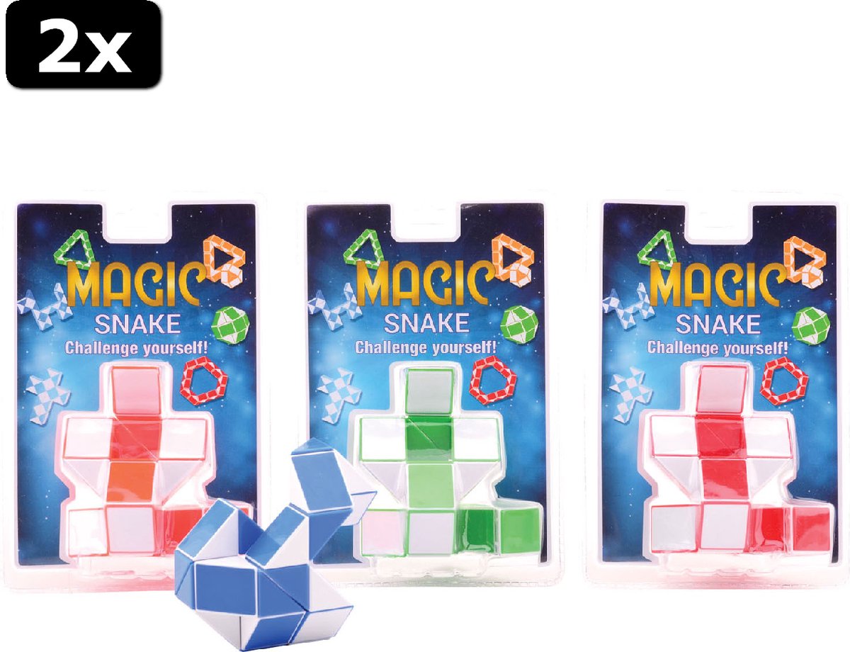 2x Magische slang in blister 4 assorti