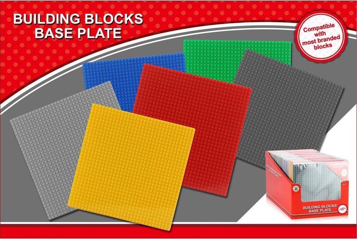 Building Blocks Grondplaat 25.5x25.5 cm Assorti Display 36 Stuks