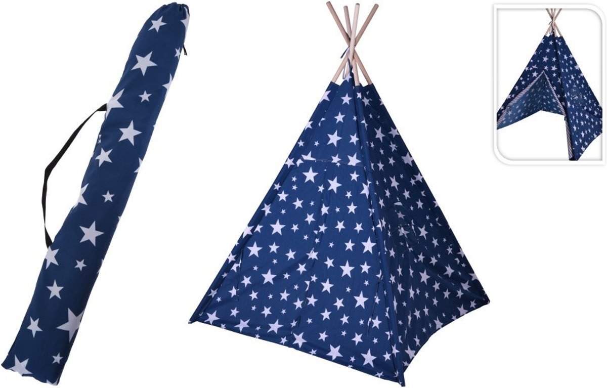 Kids Collection Speeltent Tippie 103x103x160 cm Blauw/Wit