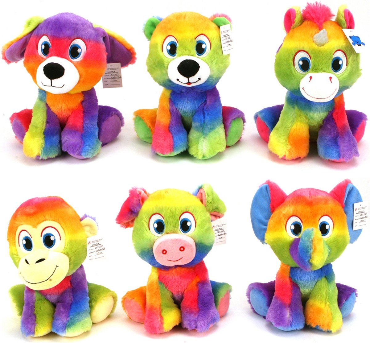 Pluche Regenboog Dierenknuffel 25 cm Assorti