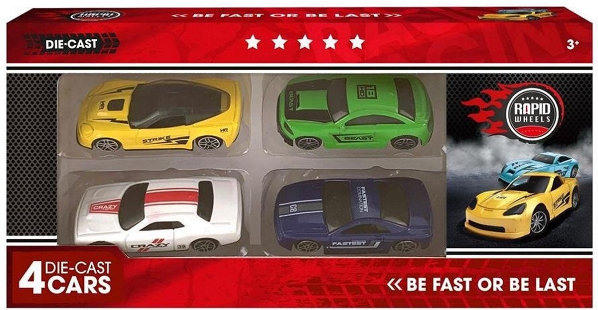 Rapid Wheels Die-Cast Autos 4 Stuks