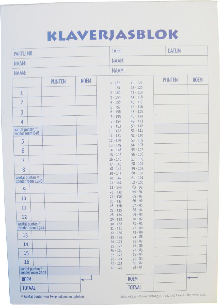 SCOREBLOK KLAVERJAS A5