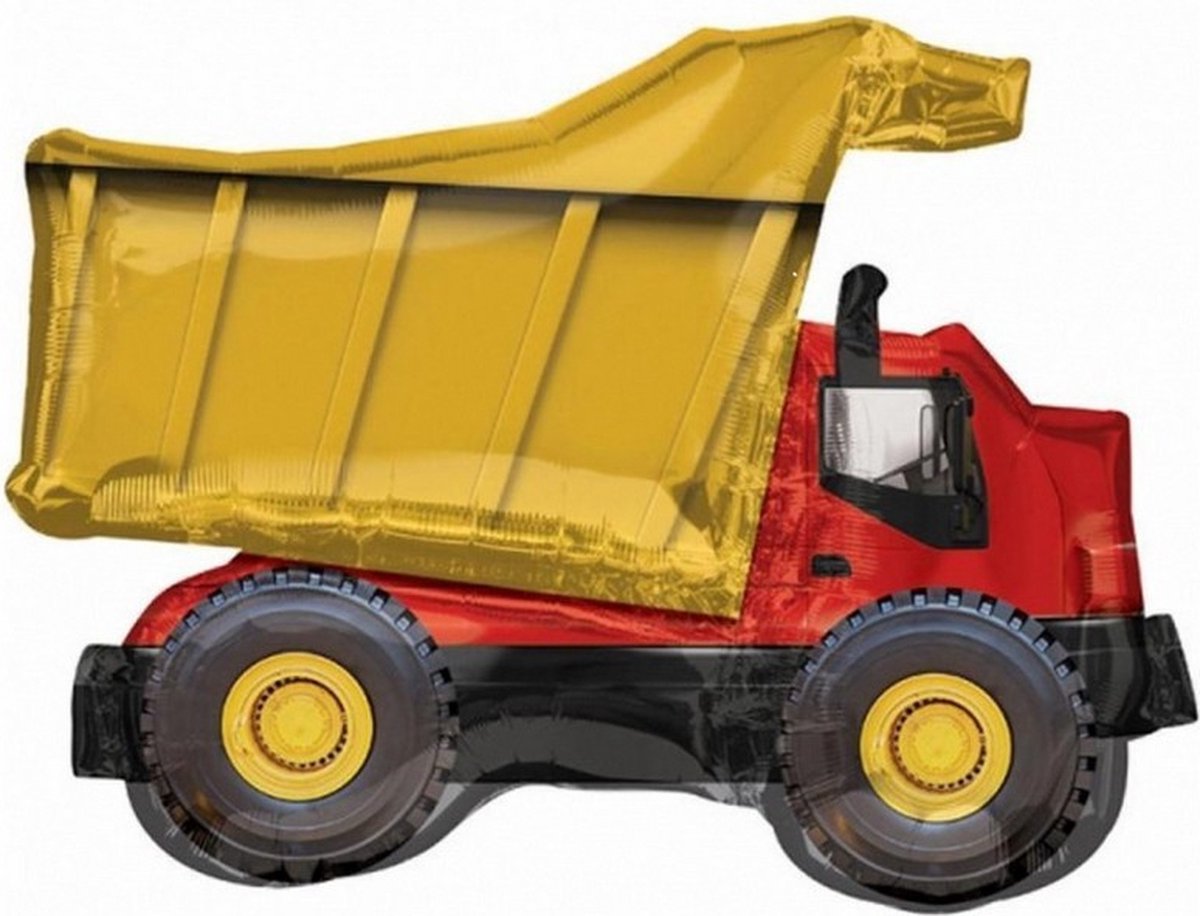 folieballon Truck junior 81 x 63 cm rood/geel