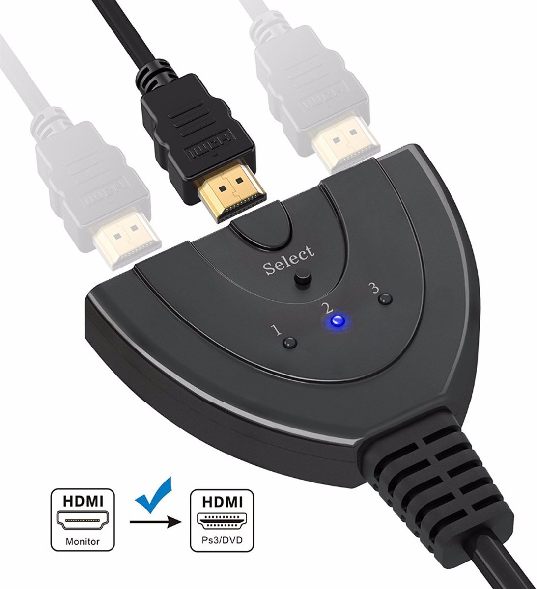 Bathmen Tech HDMI-schakelaar - Splitter 3 in tot 1 uit - 1080p Full HD