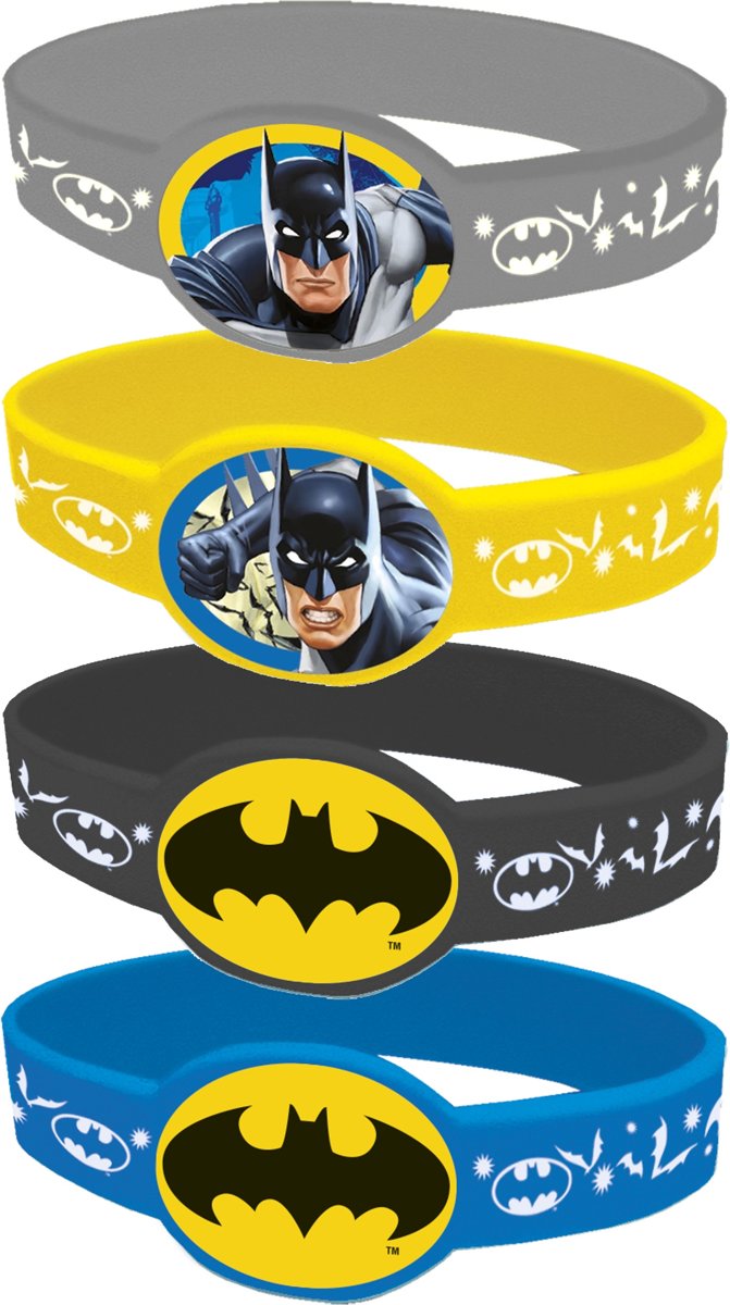 4 elastische Batman™ armbanden - Verkleedattribuut