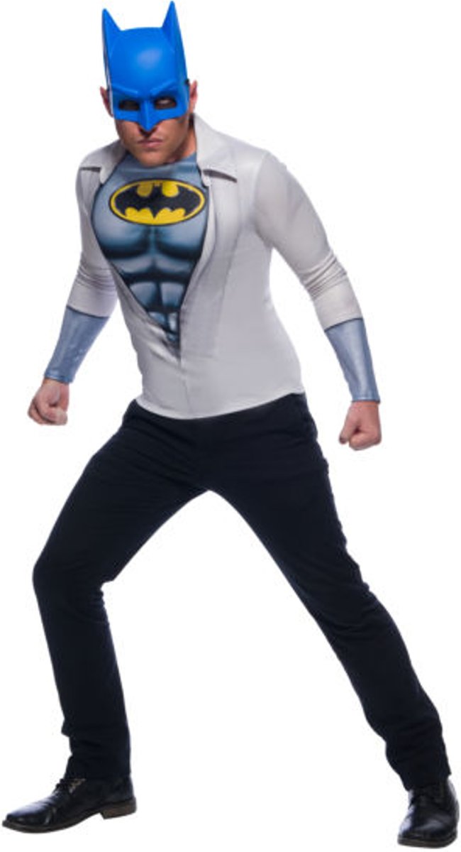 Batman™ t-shirt met blauw masker voor volwassenen - Verkleedkleding