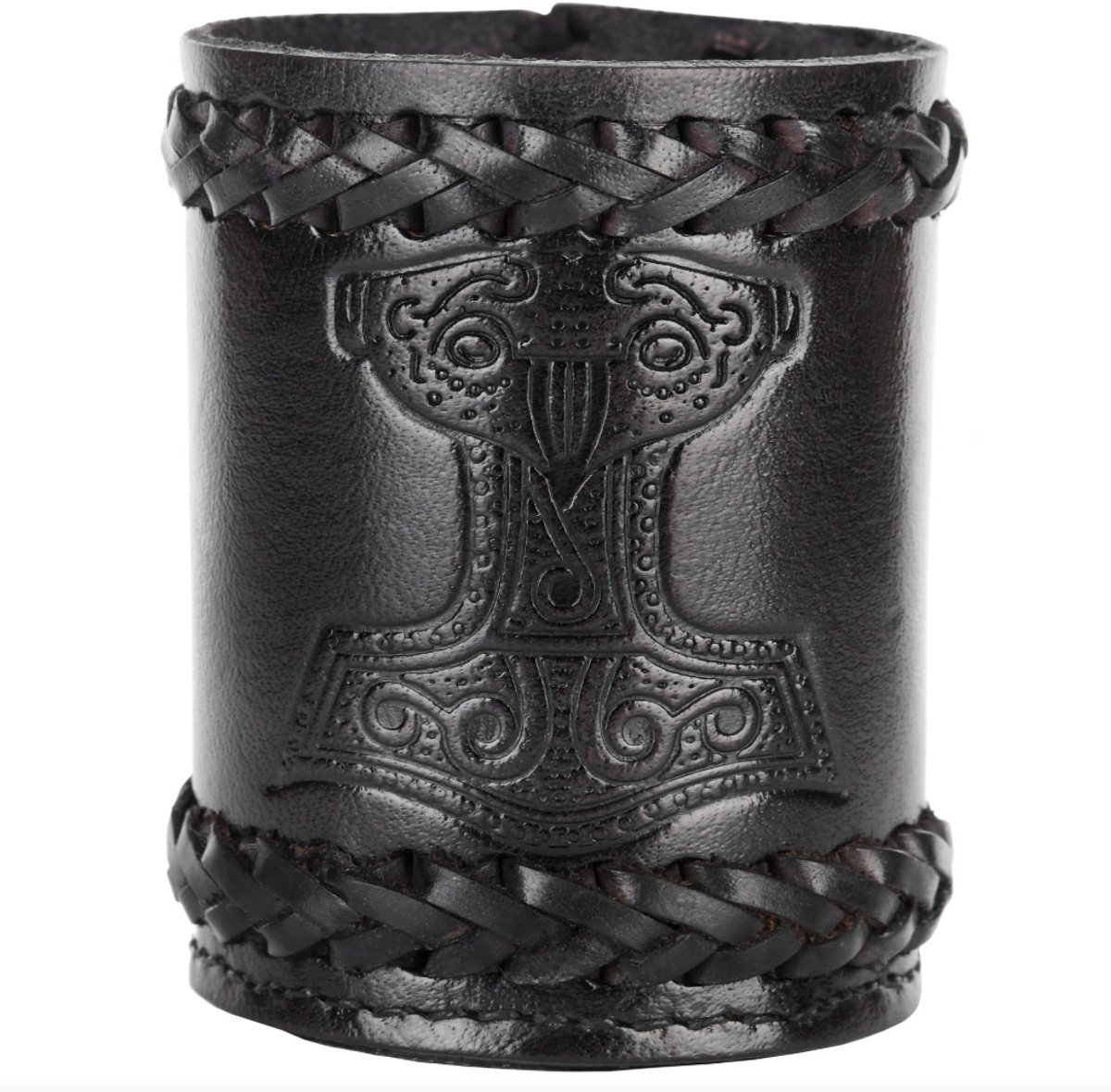 Viking   – Handgemaakt Leren   voor D&D, LARP & Bordspellen - Zwart - Mjolnir beker
