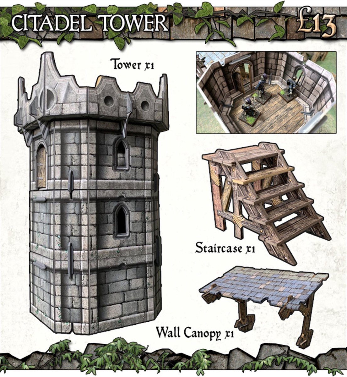 Battle Systems Fantasy Terrain Citadel Tower - Modular Card D&D DND WFB THG