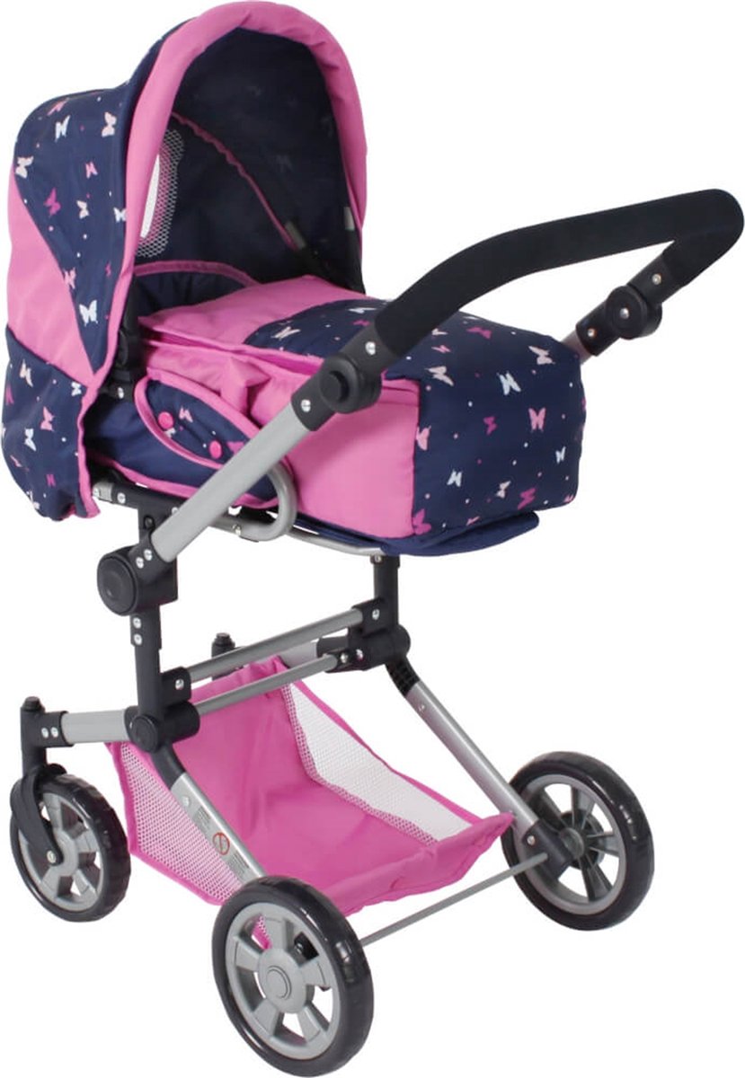   - Combi-poppenwagen Jara - Vlinders Navy Roze