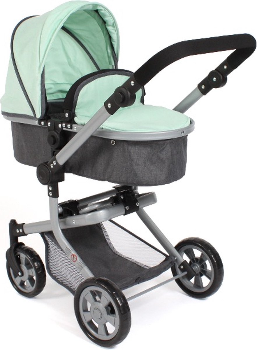   - Combi poppenwagen Mika - Melange Antraciet Mint