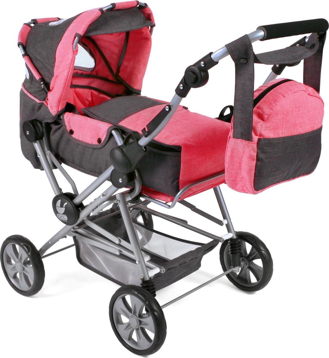 Bayer Chic 2000 - Luxe grote poppenwagen Road Star - Melange Antraciet Pink