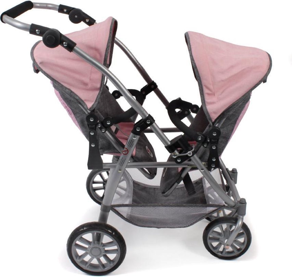 Bayer Chic 2000 - Tweeling Poppenwagen Vario - Melange Grijs Roze