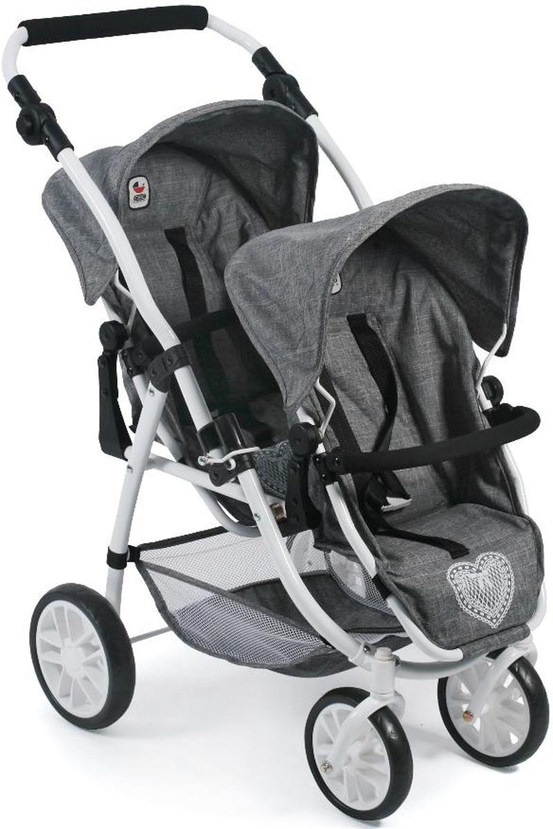 Bayer Chic 2000 - Tweeling Poppenwagen vario Jeans Grey