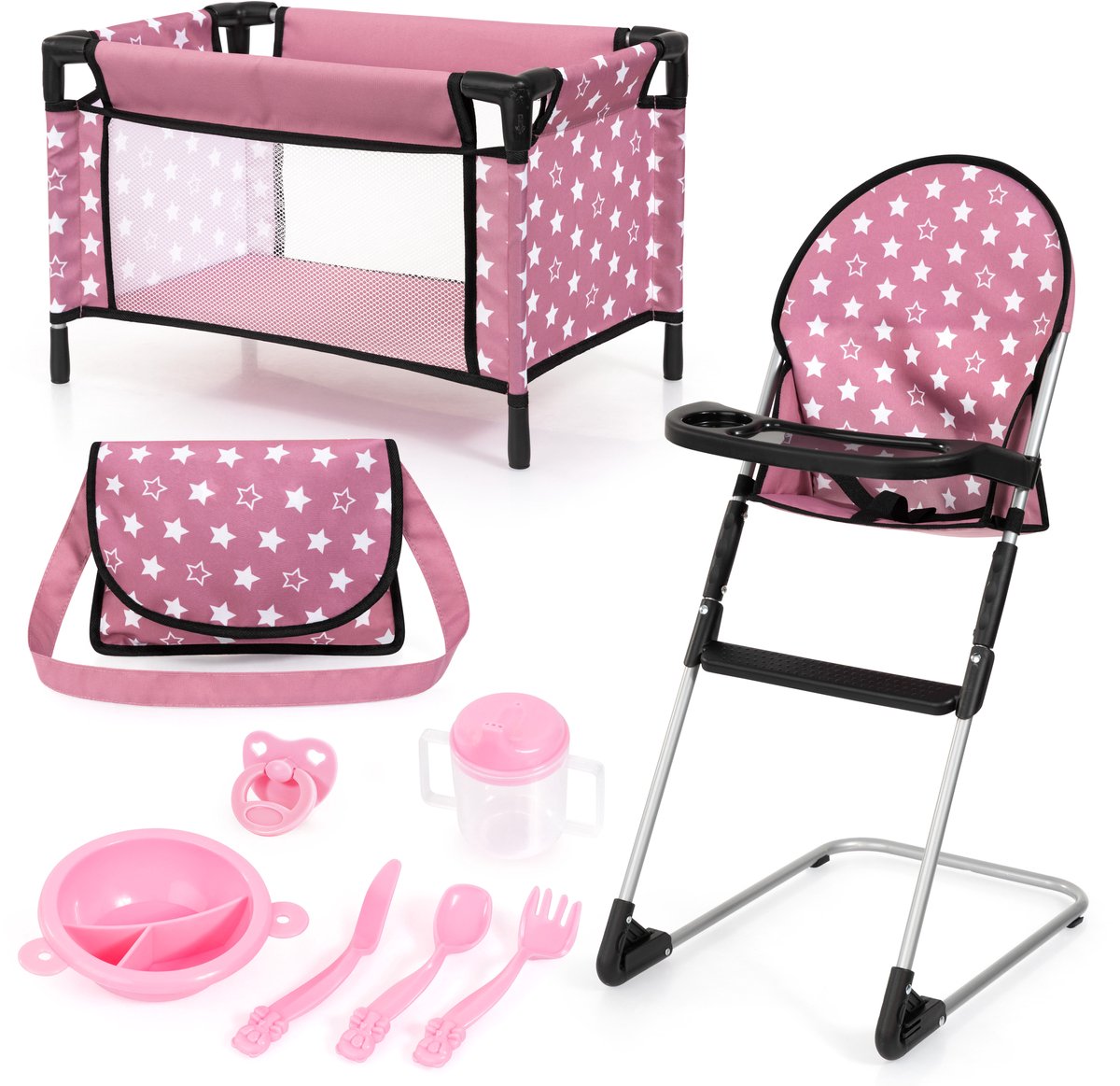  reisset 9 in 1 met bed en kinderstoel dusky pink