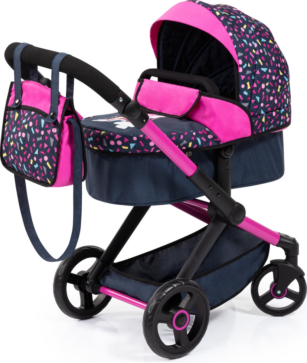 Design 17080AA Combi Poppenwagen Xeo, tas, zwart, rose, fee