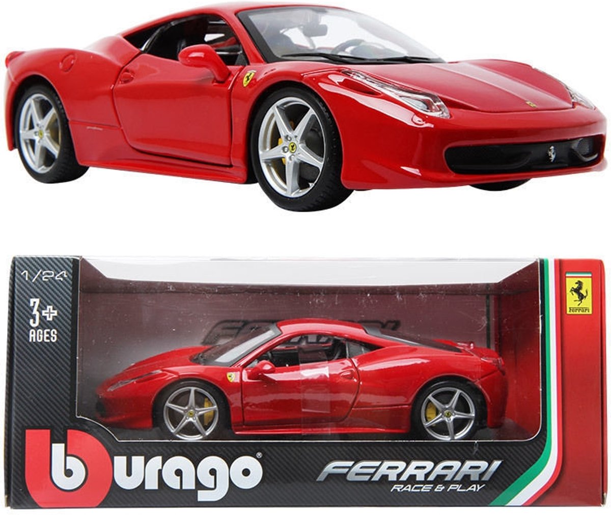 BBURAGO Ferrari 458 Race & Play, 1:24 Voorgemonteerd Sportwagen miniatuur