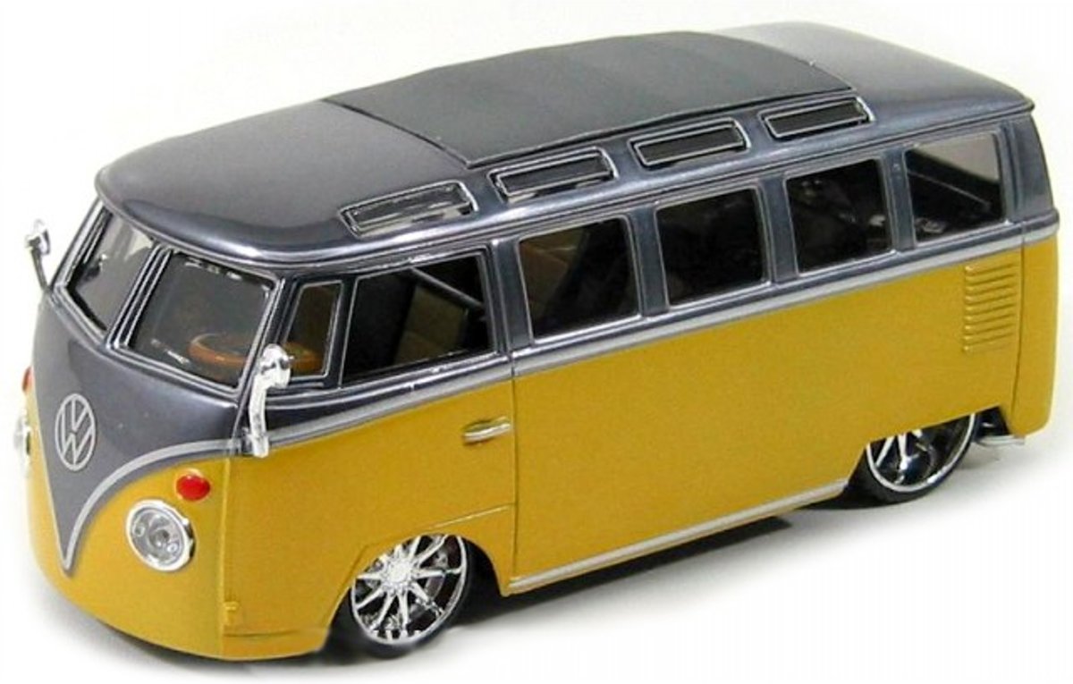 Bburago 1/32 VW T1 SAMBA VAN Zilver-Geel