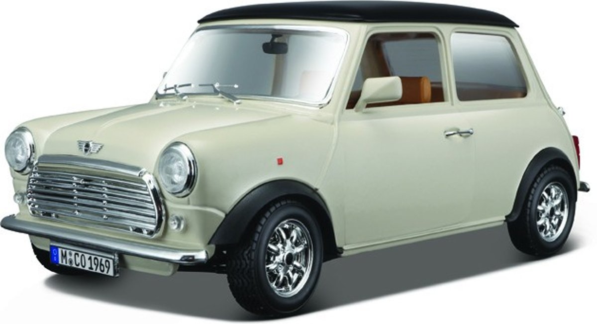 Bburago  Mini Cooper 1969 1:18 creme/zwart