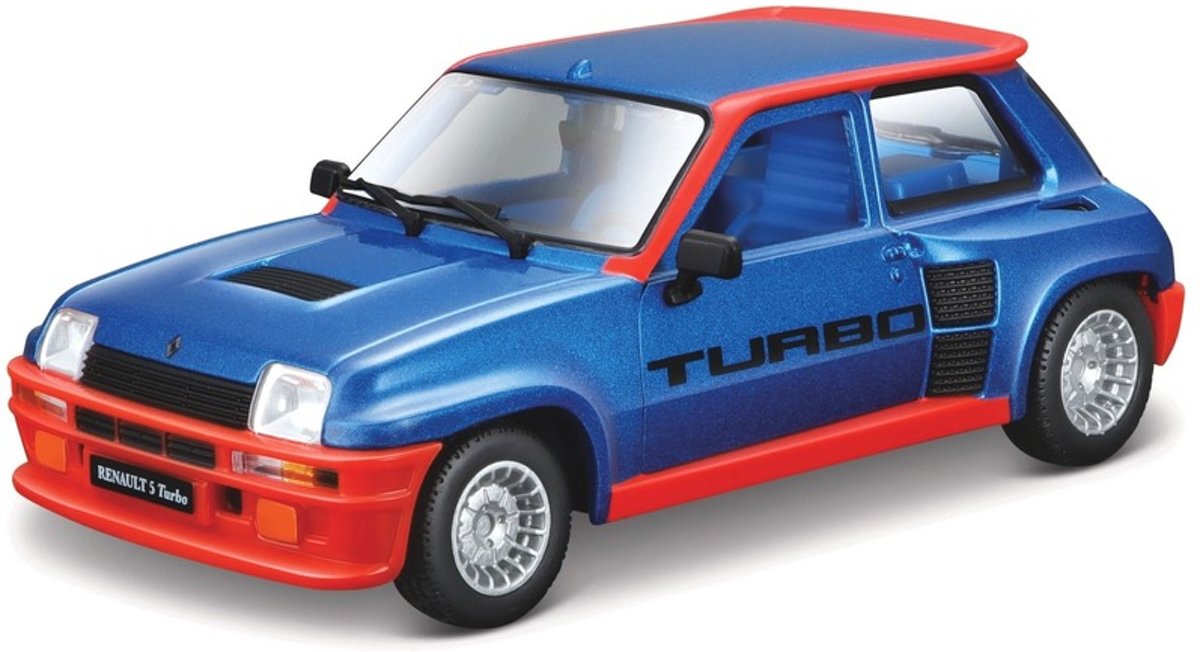 Modelauto Renault 5 blauw/rood Turbo 1:24 - speelgoed auto schaalmodel