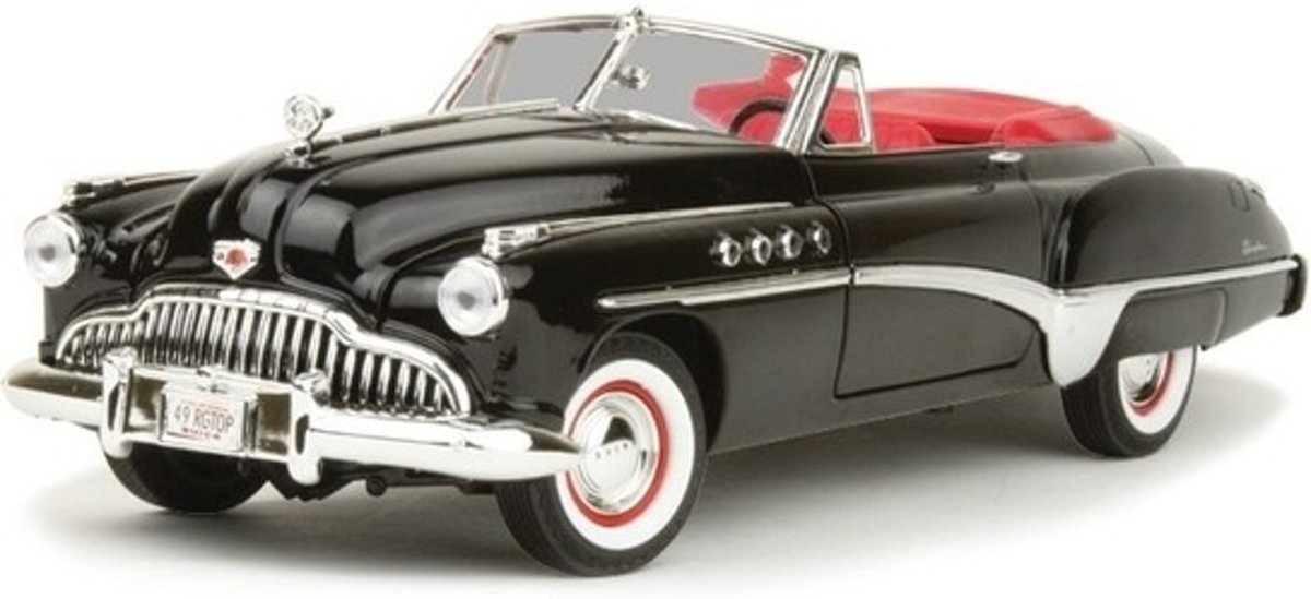 Modelauto zwart/rode Buick Roadmaster 1:18 - speelgoed auto schaalmodel