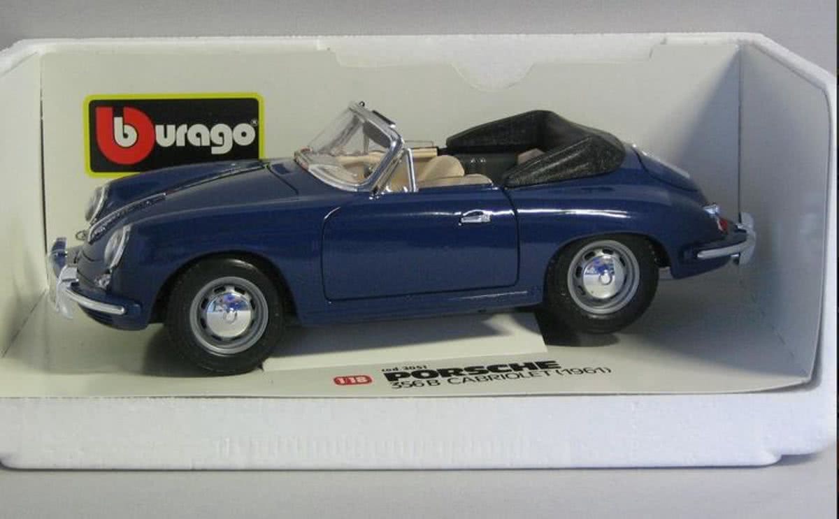 Porsche 356B Cabriolet 1961 1:18 Bburago Blauw