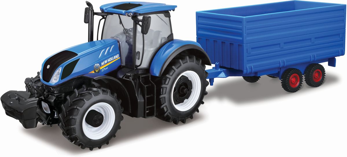 Tractor Bburago New Holland + trailer schaal 1:32