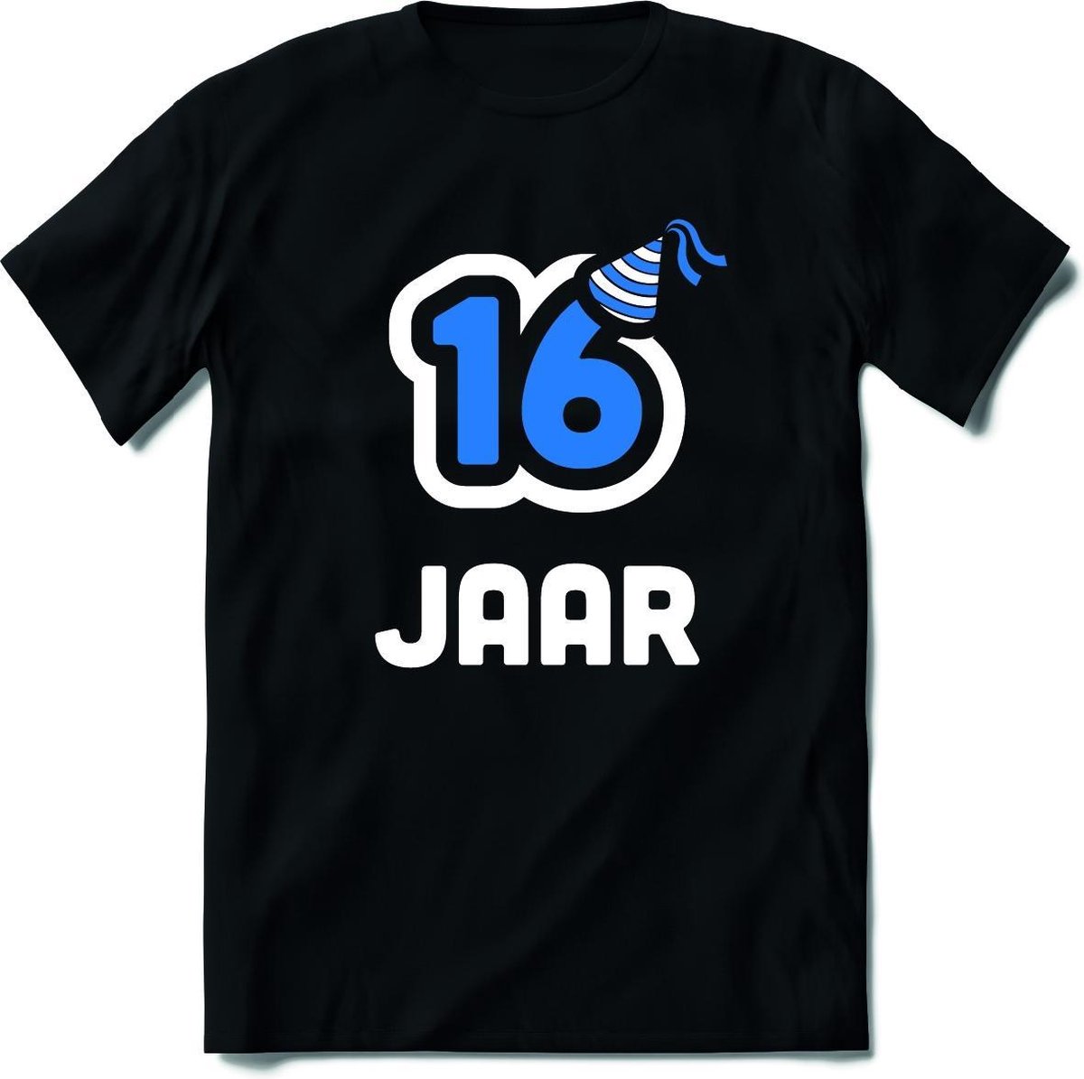 16 Jaar Feest kado T-Shirt Heren / Dames - Perfect Verjaardag Cadeau Shirt - Wit / Blauw - Maat L