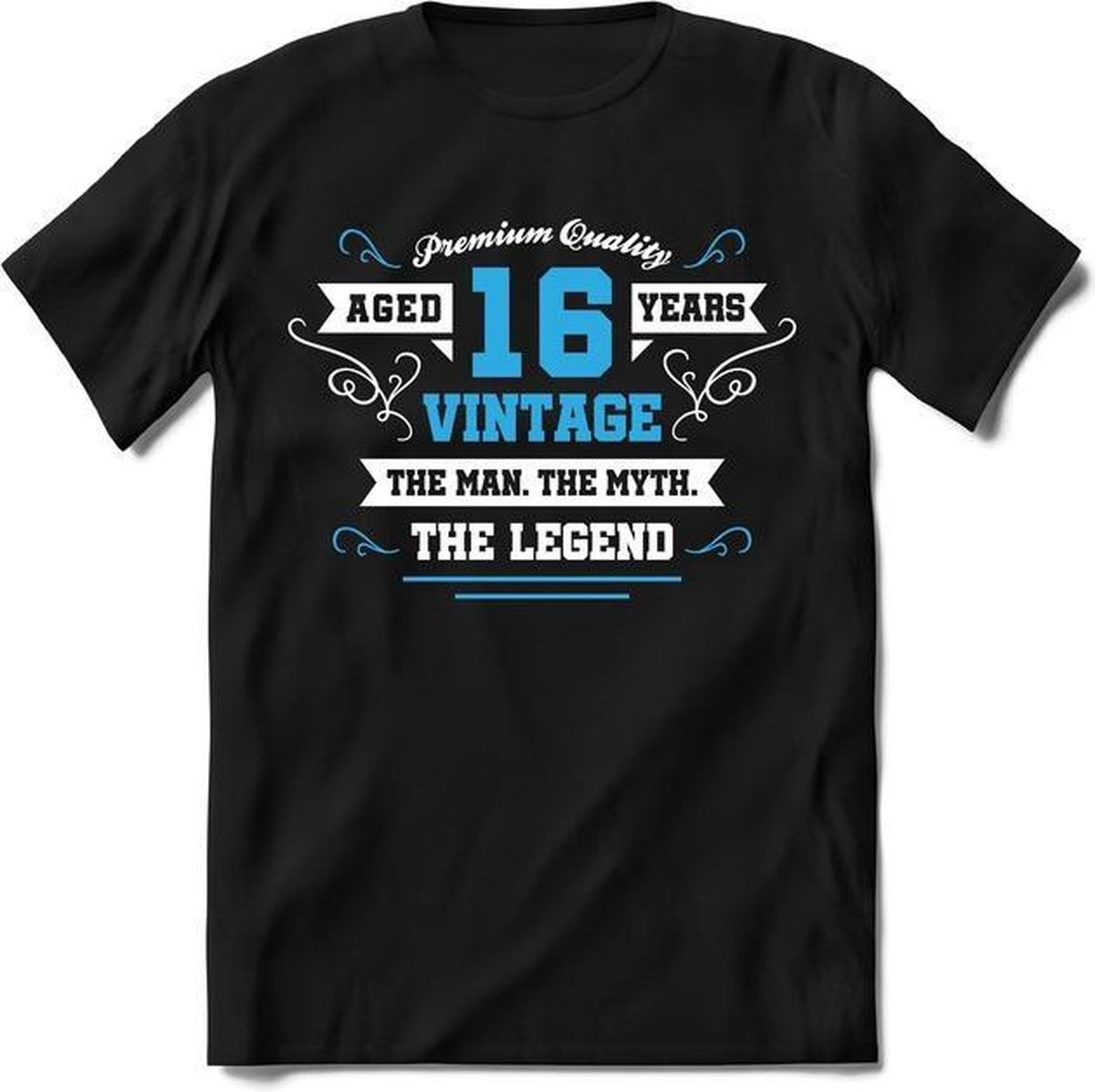 16 Jaar Legend - Feest kado T-Shirt Heren / Dames - Wit / Blauw - Perfect Verjaardag Cadeau Shirt - grappige Spreuken, Zinnen en Teksten.