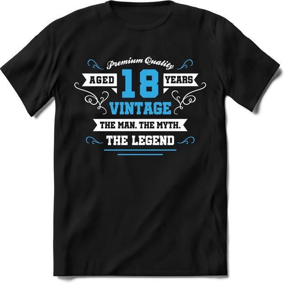 18 Jaar Legend - Feest kado T-Shirt Heren / Dames - Wit / Blauw - Perfect Verjaardag Cadeau Shirt - grappige Spreuken, Zinnen en Teksten.