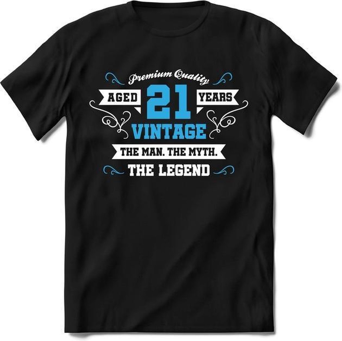 21 Jaar Legend - Feest kado T-Shirt Heren / Dames - Wit / Blauw - Perfect Verjaardag Cadeau Shirt - grappige Spreuken, Zinnen en Teksten.