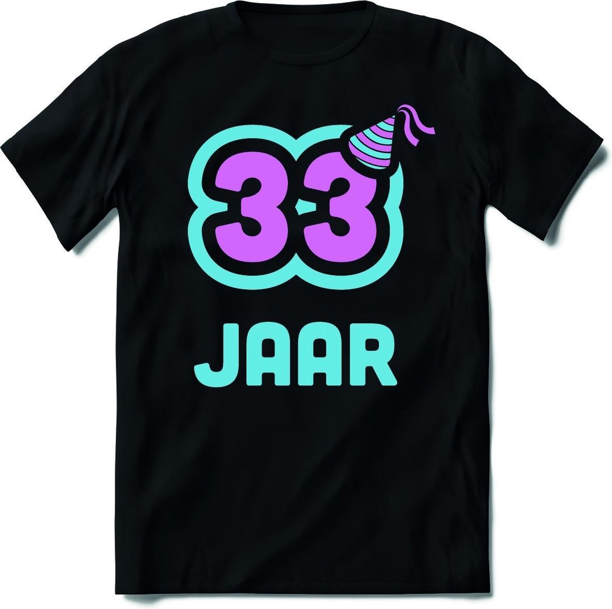 33 Jaar Feest kado T-Shirt Heren / Dames - Perfect Verjaardag Cadeau Shirt - Licht Blauw / Licht Roze - Maat L