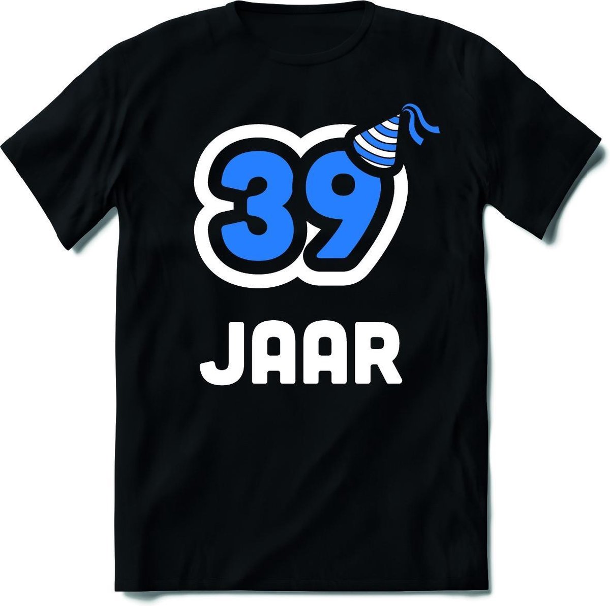 39 Jaar Feest kado T-Shirt Heren / Dames - Perfect Verjaardag Cadeau Shirt - Wit / Blauw - Maat 3XL