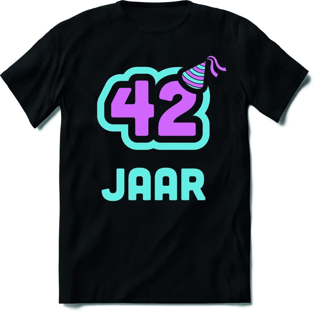 42 Jaar Feest kado T-Shirt Heren / Dames - Perfect Verjaardag Cadeau Shirt - Licht Blauw / Licht Roze - Maat 4XL