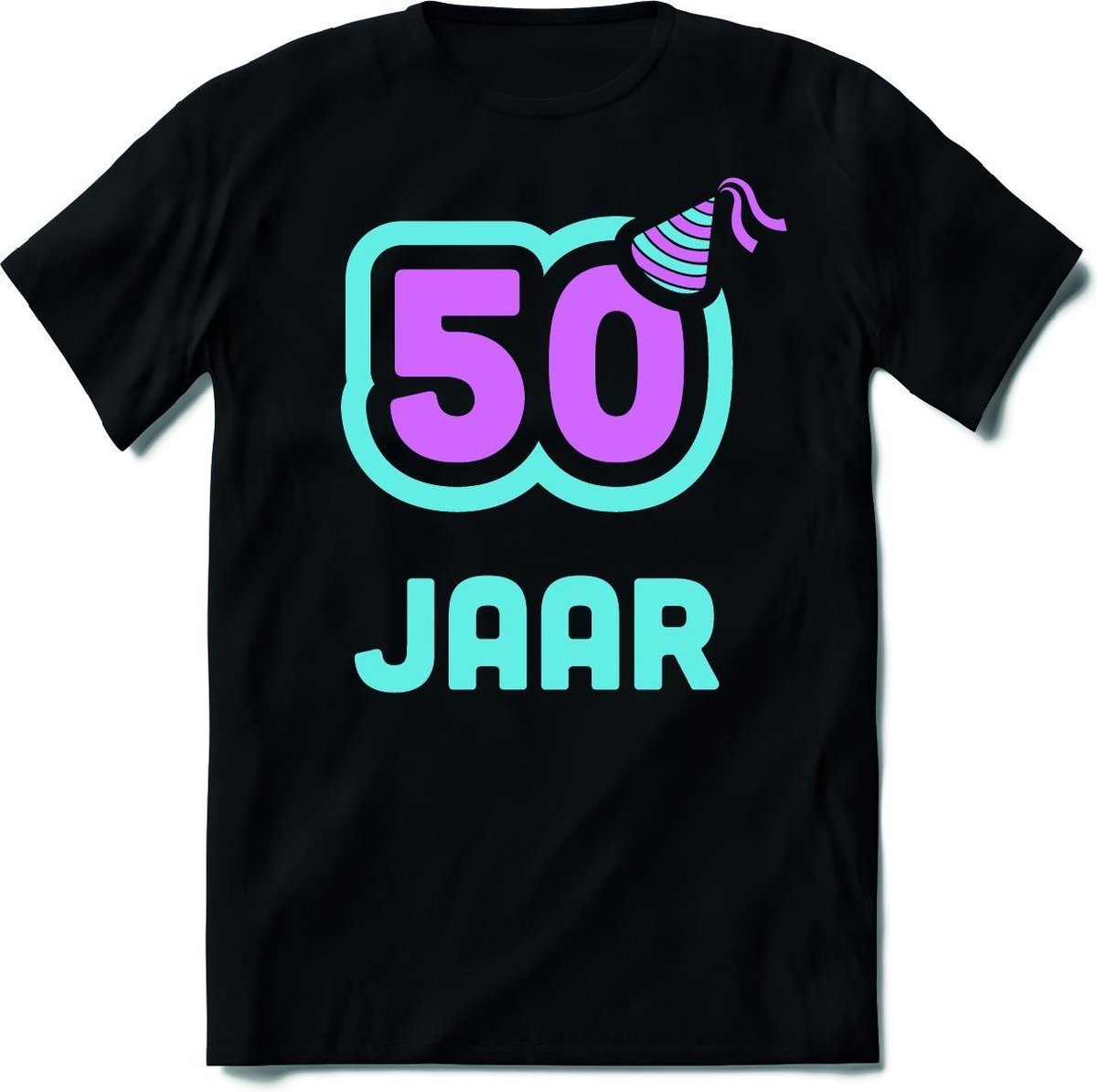 50 Jaar Feest kado T-Shirt Heren / Dames - Perfect Verjaardag Cadeau Shirt - roze / lichtblauw - Maat 3XL