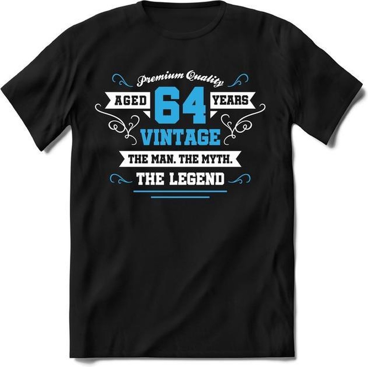 64 Jaar Legend - Feest kado T-Shirt Heren / Dames - Wit / Blauw - Perfect Verjaardag Cadeau Shirt - grappige Spreuken, Zinnen en Teksten.