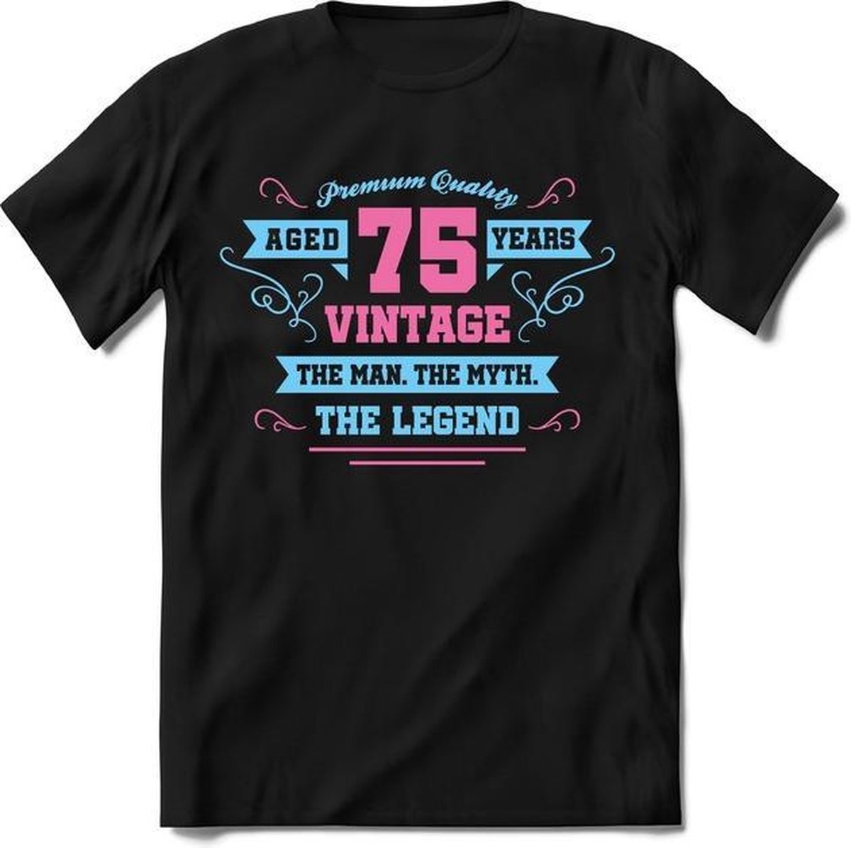 75 Jaar Legend - Feest kado T-Shirt Heren / Dames - Licht Blauw / Licht Roze - Perfect Verjaardag Cadeau Shirt - grappige Spreuken, Zinnen en Teksten.