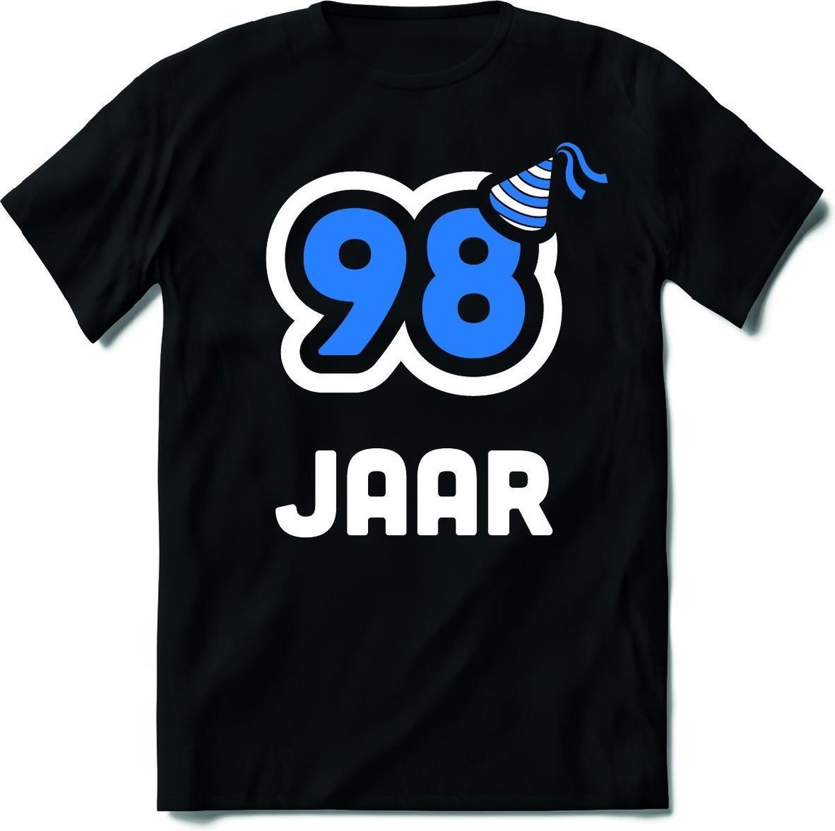 98 Jaar Feest kado T-Shirt Heren / Dames - Perfect Verjaardag Cadeau Shirt - Wit / Blauw - Maat 9XL