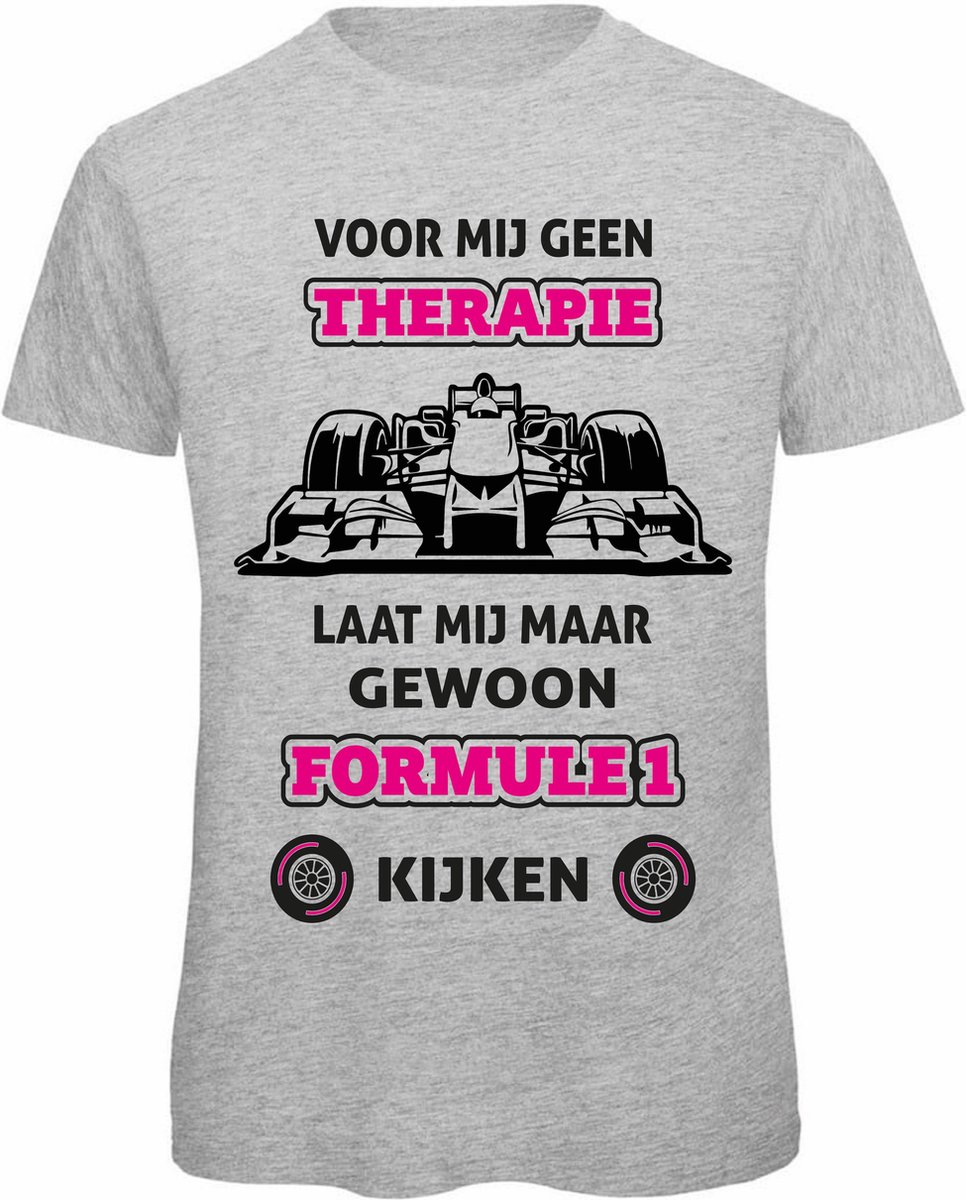 Formule 1 Grijs T-Shirt Roze Heren / Dames T-Shirt – Design Race shirt Dames – Perfect f1 raceauto Cadeau – Grappig Racing tekst shirt - Maat 3XL