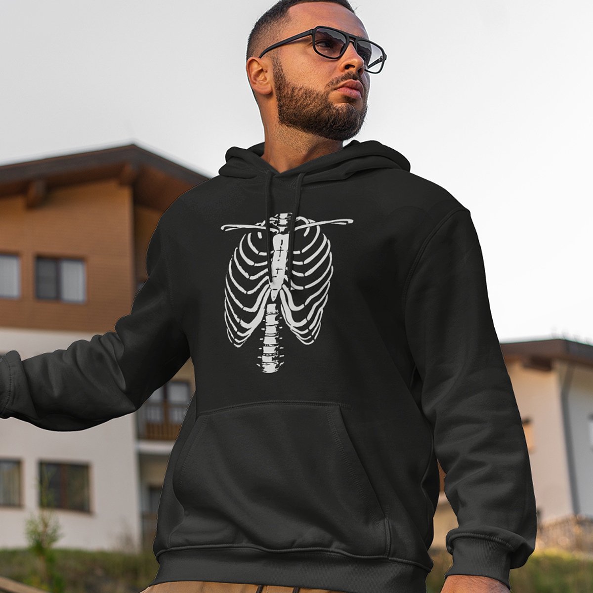 Halloween Hoodie - Boney Chest (MAAT XS - UNISEKS FIT) - Halloween kostuum voor volwassenen - Dames & Heren