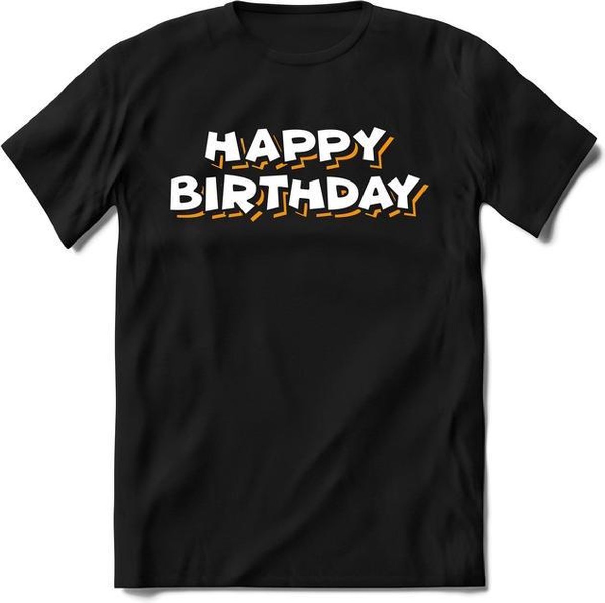 Happy Birthday Wit / Oranje -  Feest kado T-Shirt Heren / Dames - Perfect Verjaardag Jubileum Cadeau Shirt - Grappige spreuken teksten en zinnen