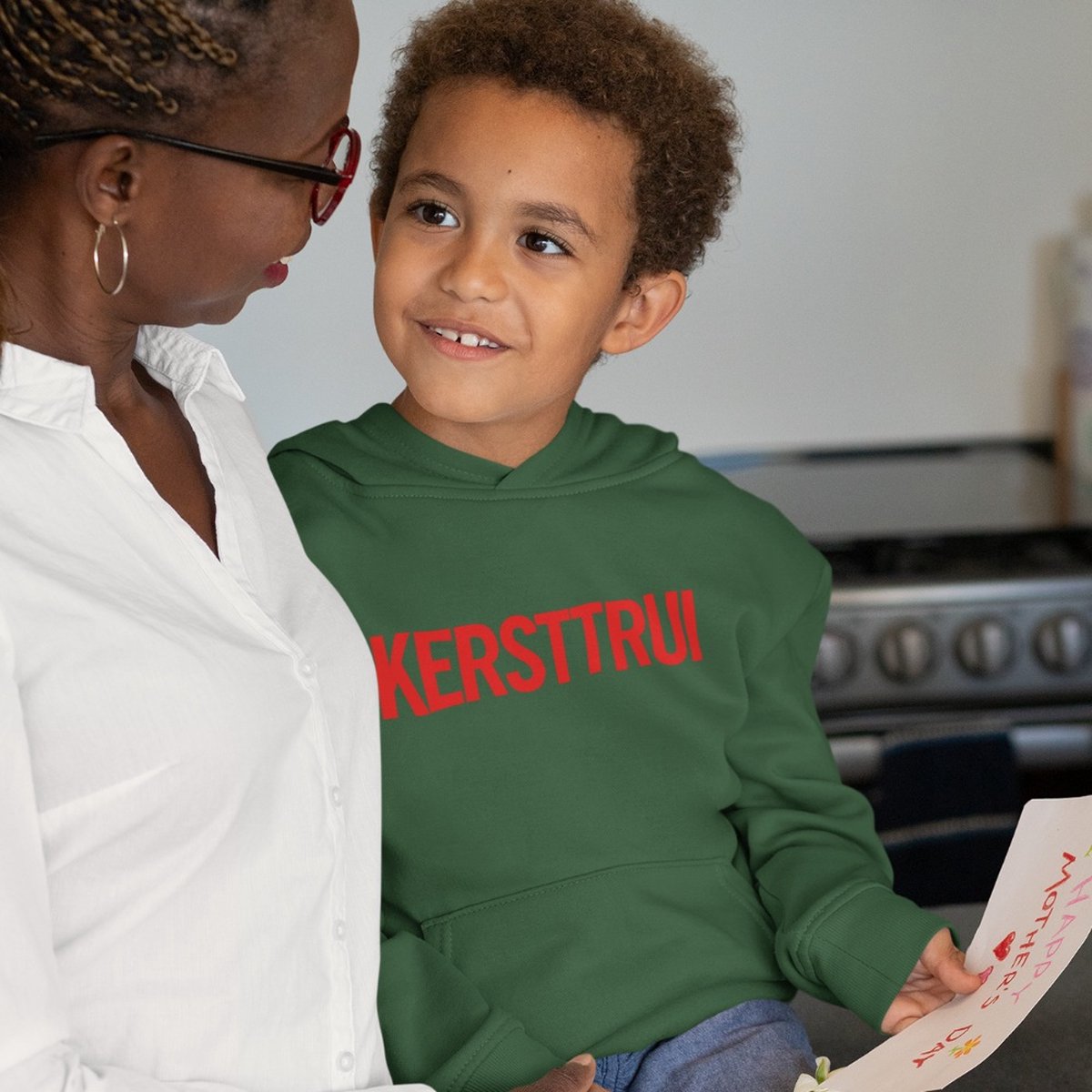 Kerst Hoodie Groen Kind - Kersttrui Red (3-4 jaar - MAAT 98/104) - Kerstkleding voor jongens & meisjes