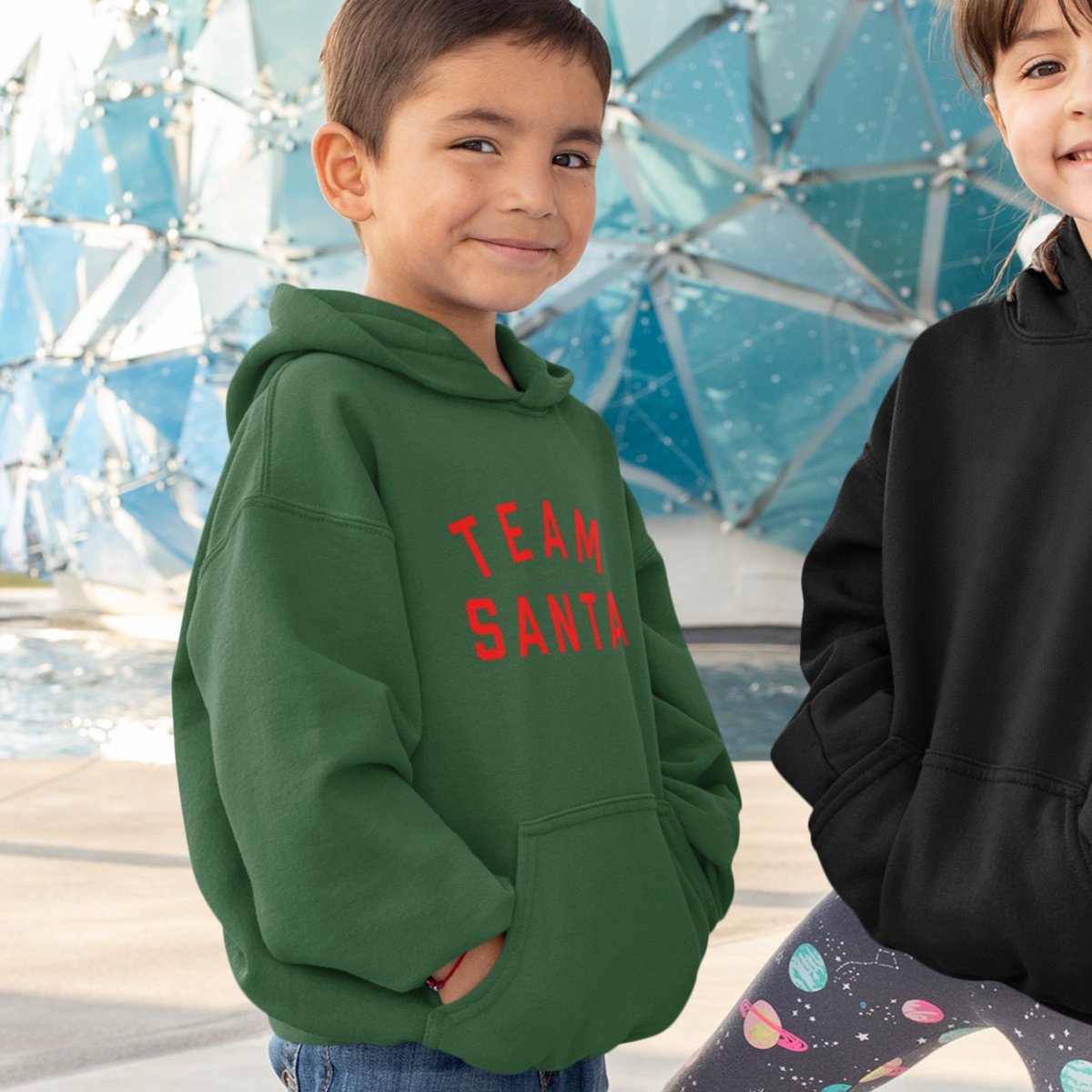 Kerst Hoodie Groen Kind - Team Santa (12-14 jaar - MAAT 158/164) - Kerstkleding voor jongens & meisjes