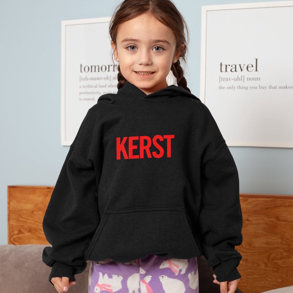 Kerst Hoodie Zwart Kind - Kerst Red (12-14 jaar - MAAT 158/164) - Kerstkleding voor jongens & meisjes